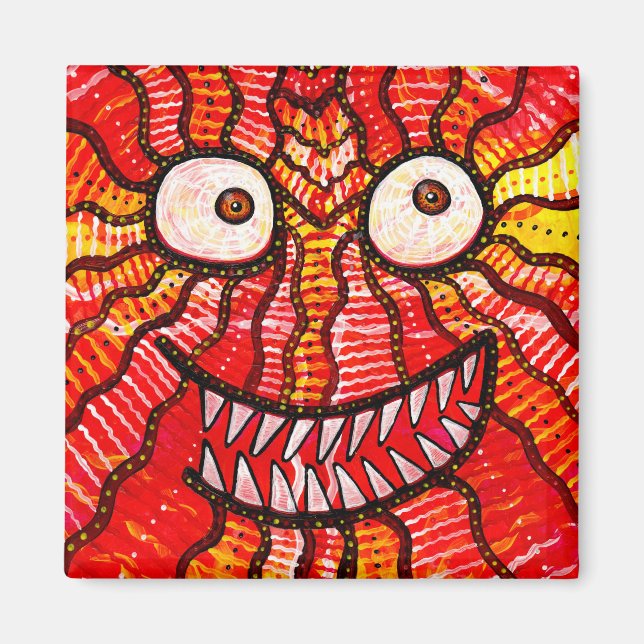 Lycklig Red Monster Smile Magnet (Framsidan)