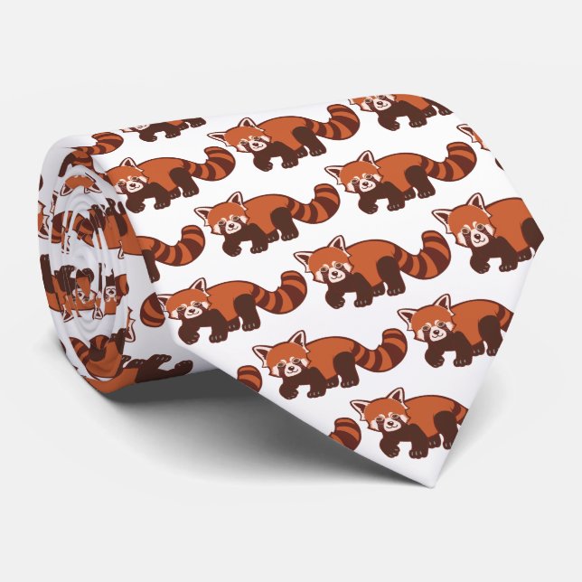 "Lycklig Red Panda" Djurutskrift Slips (Rullad)