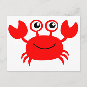 Lycklig Red Tecknad Crab Vykort