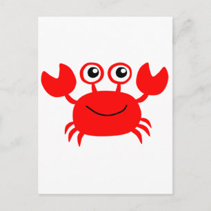 Lycklig Red Tecknad Crab Vykort