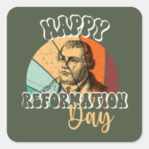 Lycklig Reformationsdag Vintage Martin Luther Fyrkantigt Klistermärke