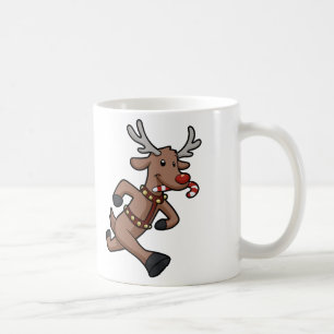 Lycklig Reindeer Springa tecknad   välj tillbaka f Kaffemugg
