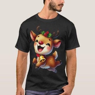 Lycklig renar med jingle Bell Art T Shirt