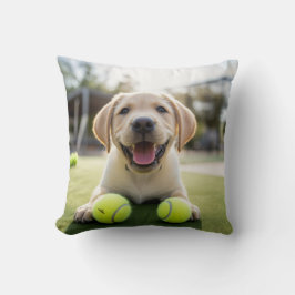 🐶 Lycklig Retriever Puppy 🎾 med 2 tennis bollar Kudde