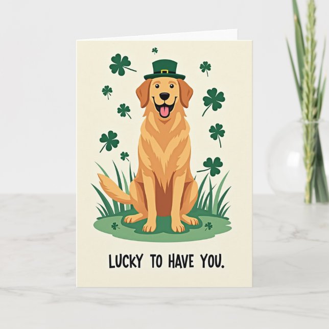 Lycklig Retriever St Patricks-kort Kort (Framsida)