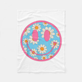 Lycklig Retro Daisy Smile Ansikte Preppy Aesthetic Fleecefilt