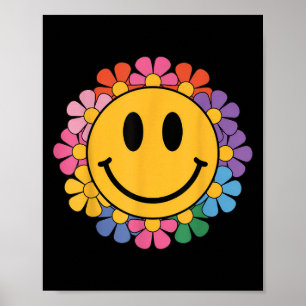 Lycklig Retro Daisy Smile Ansikte Preppy Aesthetic Poster