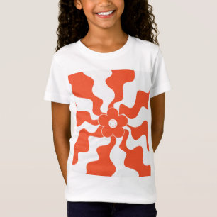 Lycklig Retro-Daisyn i Orange och vit T Shirt