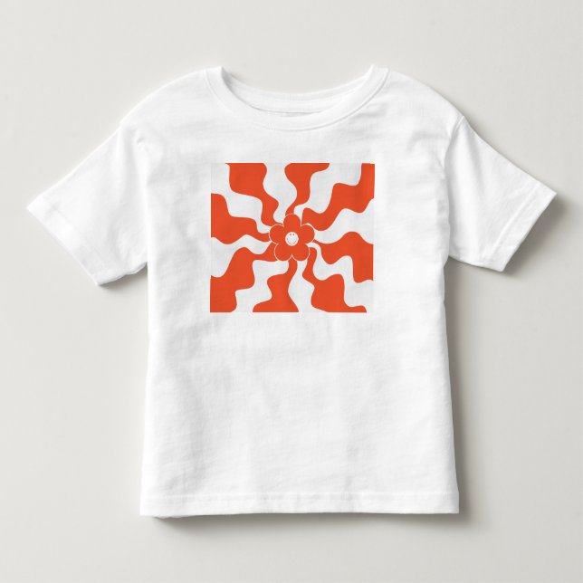 Lycklig Retro-Daisyn i Orange och vit T Shirt (Framsida)