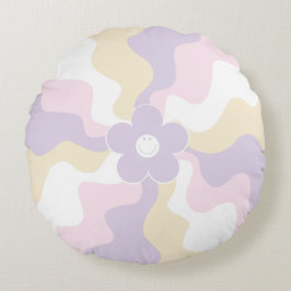 Lycklig Retro-Daisyn - Pastellns Rosa, Gult och Li Rund Kudde