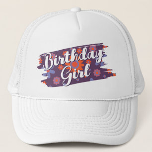 Lycklig Retro Flowers 70 Daisy Cute Birthday Girl Keps