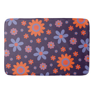Lycklig Retro Flowers Cute 70 s Hippie Daisy Mönst Badrumsmatta