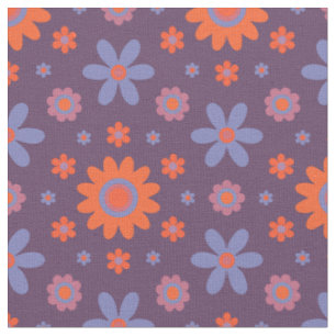 Lycklig Retro Flowers Cute 70 s Hippie Daisy Mönst Tyg