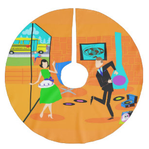 Lycklig Retro förälderjulgrankjol Julgransmatta Borstad Polyester