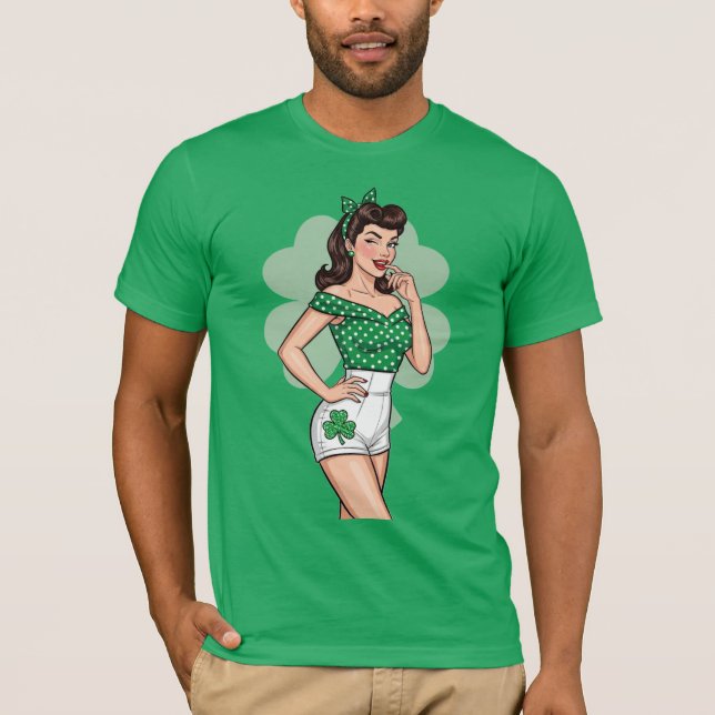 Lycklig Retro Glam T Shirt (Framsida)