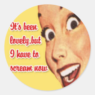 Lycklig Retro Housefru Stickers 4 Runt Klistermärke
