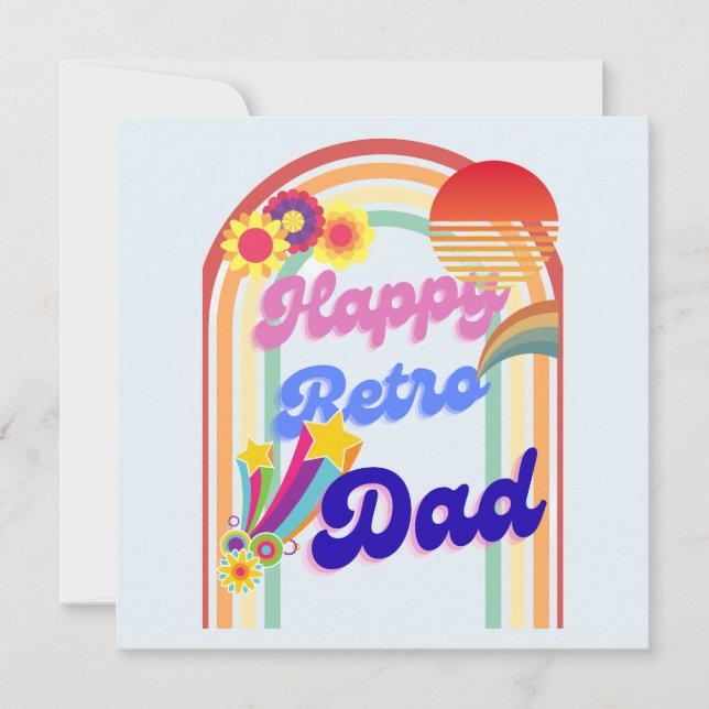 Lycklig Retro Pappa Julkort (Framsida)