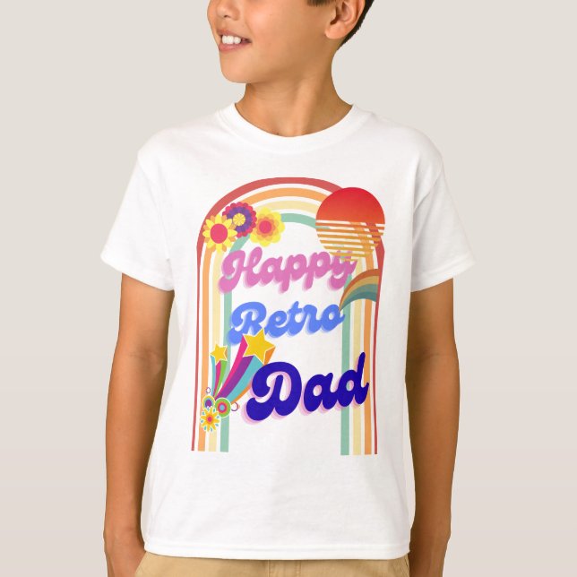Lycklig Retro Pappa T Shirt (Framsida)