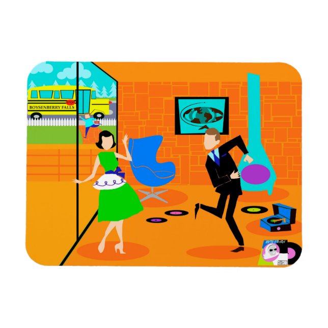 Lycklig Retro Parents Flexi Magnet (Horisontell)