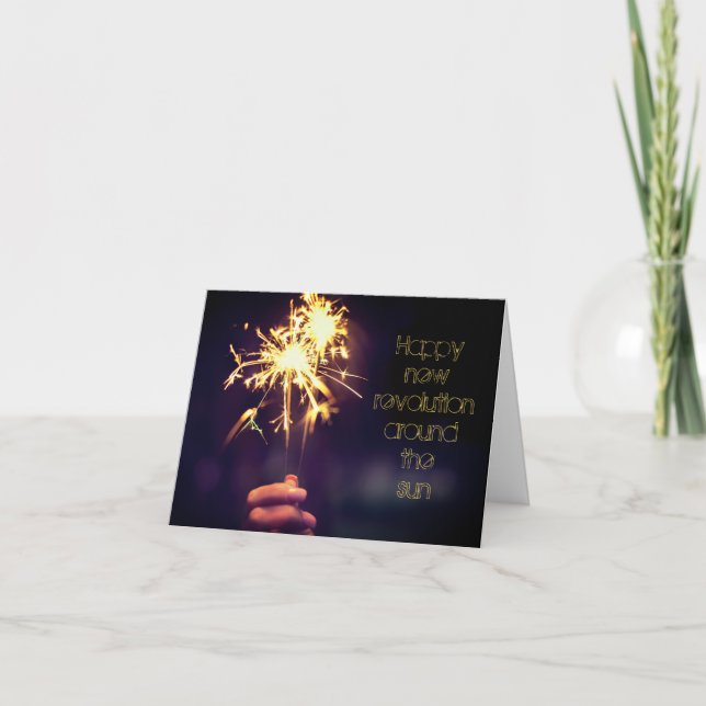 Lycklig revolution runt sol kort (Framsida)