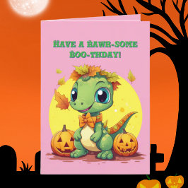 Lycklig Roar några cute Dino-fotohalloween-kort Kort