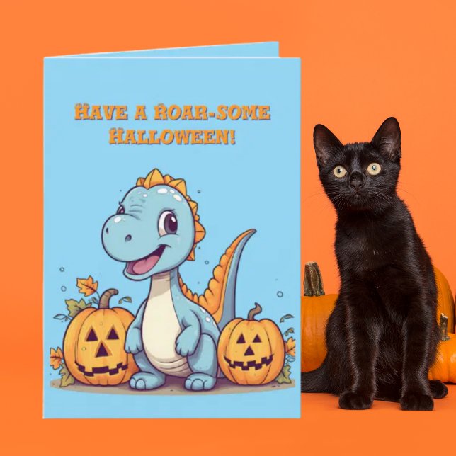 Lycklig Roar några cute Dino-fotohalloween-kort Kort (Skapare uppladdad)