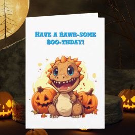 Lycklig Roar några cute Dino-fotohalloween-kort Kort