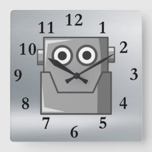 LYCKLIG ROBOT HEAD CLOCK FYRKANTIG KLOCKA