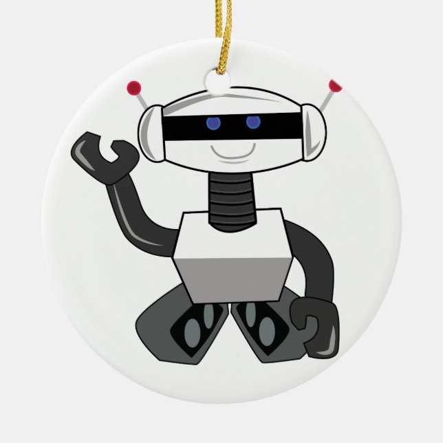 Lycklig robot julgransprydnad keramik (Framsidan)