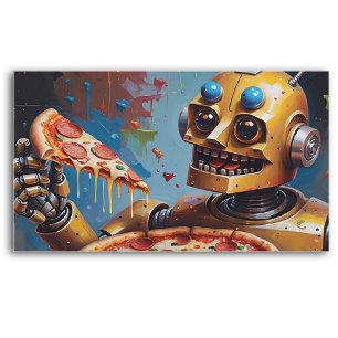 lycklig robotpizzeria med fyrkantig kod lojalitetskort