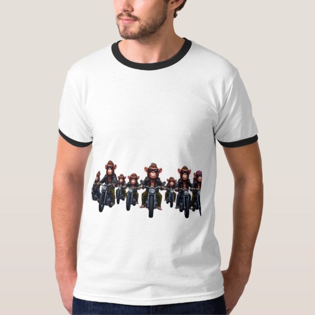 Lycklig Rockin'Chimp Drummer T Shirt (Framsida)