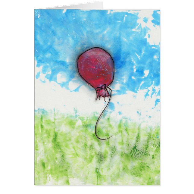 Lycklig röd ballong OBS kort (Framsidan)
