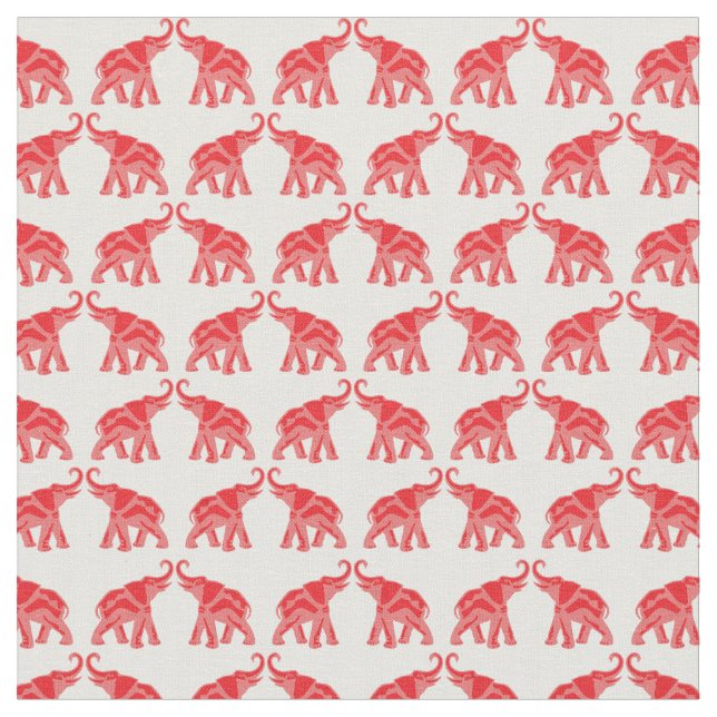 Lycklig röd elefant tyg (Närbild)