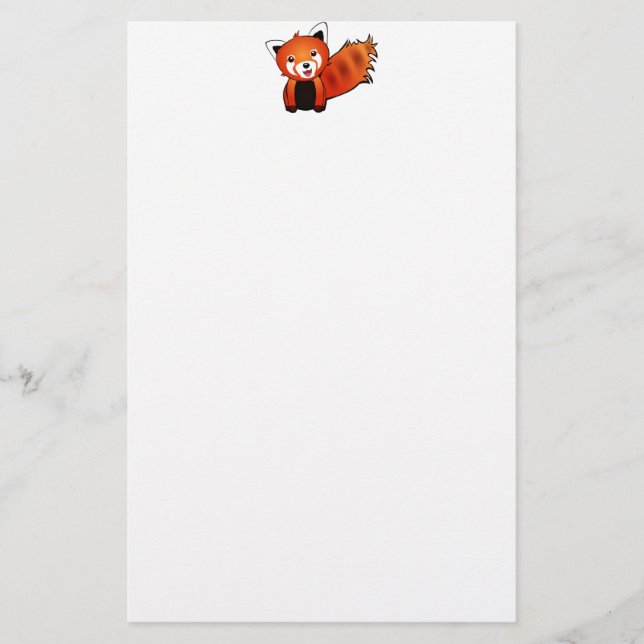 Lycklig röd Panda Brevpapper (Framsida)