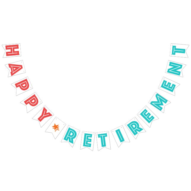 LYCKLIG röd PENSIONkorall, turkos, orange stjärna Vimplar (Alla)