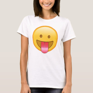 Lycklig rolig för tunga emojiT-tröja ut Tee Shirt