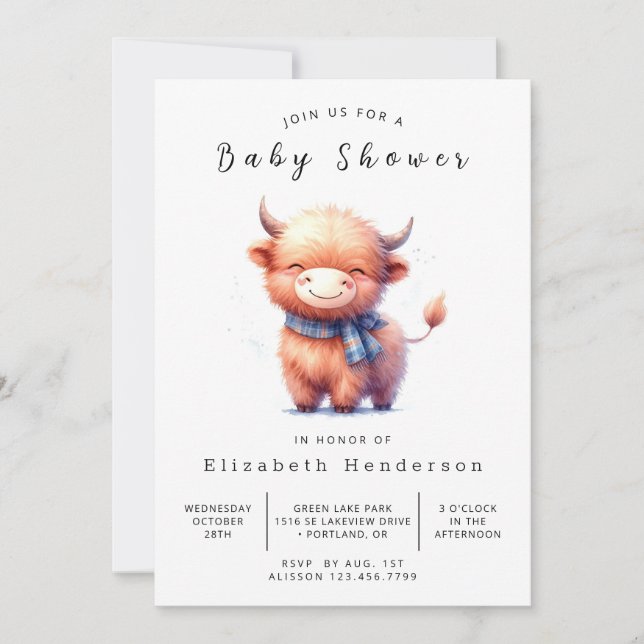 Lycklig Roligt Simple Cow Baby Shower Inbjudningar (Framsida)