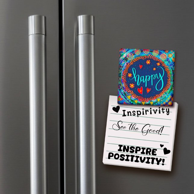 Lycklig Roligt Vitaktigt färgstarkt inspirerande T Magnet (Skapare uppladdad)