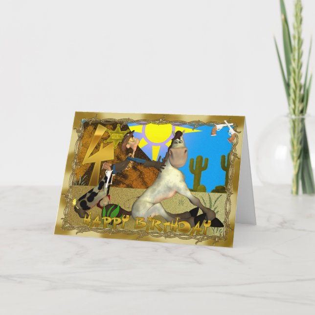 Lycklig Rooting Tooting 4e födelsedagen Kort (Framsida)