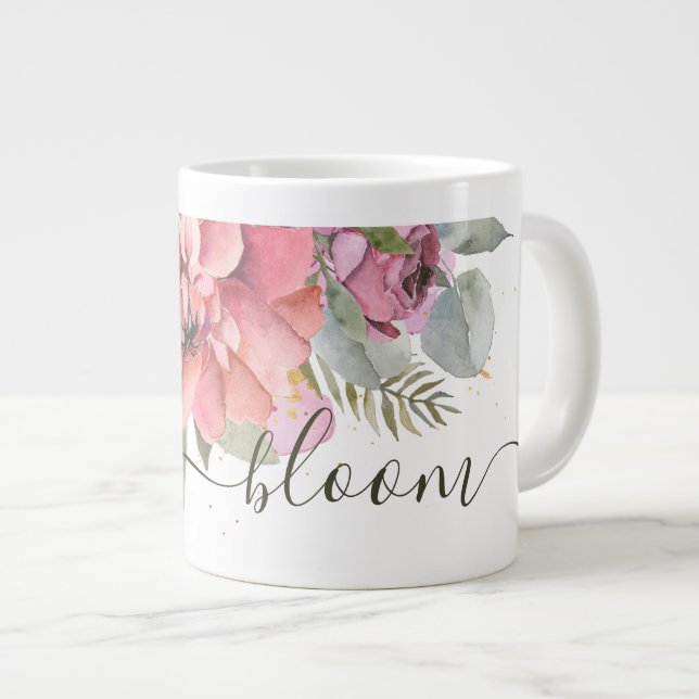 Lycklig Rosa Blommigt "Bloom" Jumbo Mugg (Framsida höger)