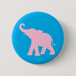Lycklig Rosa Elephant-Art Mönster Cute Knapp
