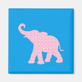 Lycklig Rosa Elephant-Art Mönster Cute Magnet