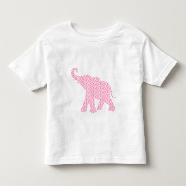 Lycklig Rosa Elephant-Art Mönster Cute T Shirt (Framsida)