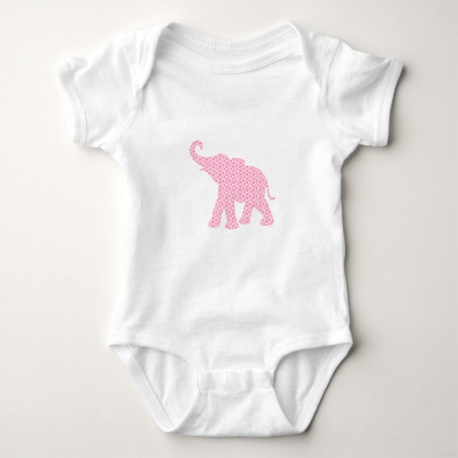 Lycklig Rosa Elephant-Art Mönster Cute T Shirt (Framsida)