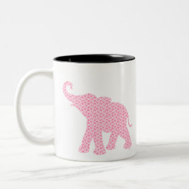 Lycklig Rosa Elephant-Art Mönster Cute Två-Tonad Mugg