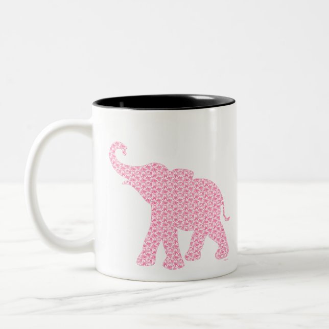 Lycklig Rosa Elephant-Art Mönster Cute Två-Tonad Mugg (Vänster)