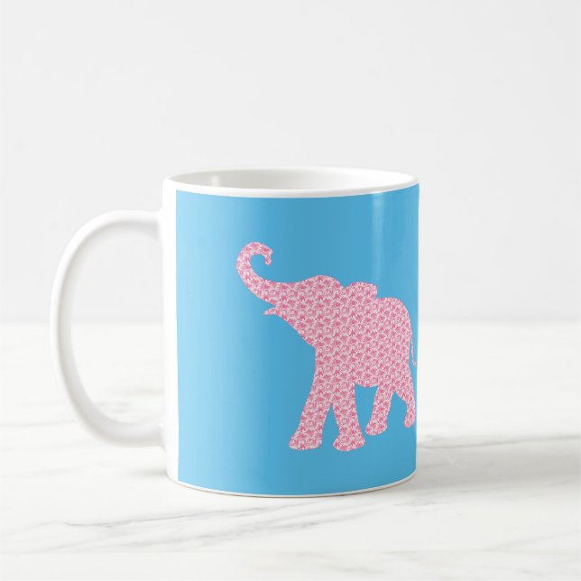 Lycklig Rosa Elephant-Art Mönster Modern Kaffemugg (Vänster)