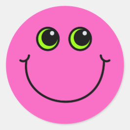 Lycklig Rosa Emoji Ansikte Runt Klistermärke