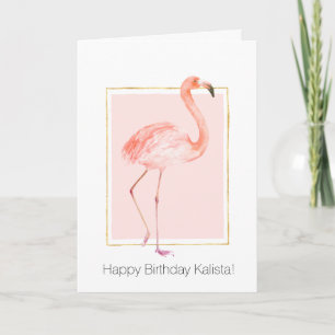 Lycklig Rosa Flamingo Birthday Kort