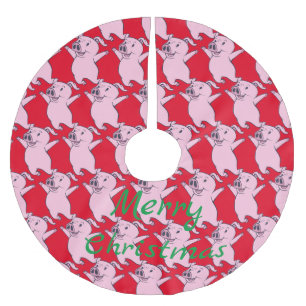 Lycklig Rosa Gris jumping Thunder_Cove Julgransmatta Borstad Polyester